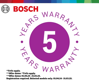 Bosch 5 Year Warranty Promo - 06-04-24 - 31-03-25